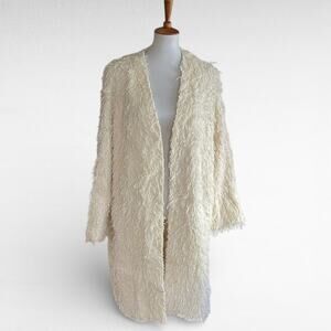 Helmut Lang Wool-Blend Fringe Coat, Size XS